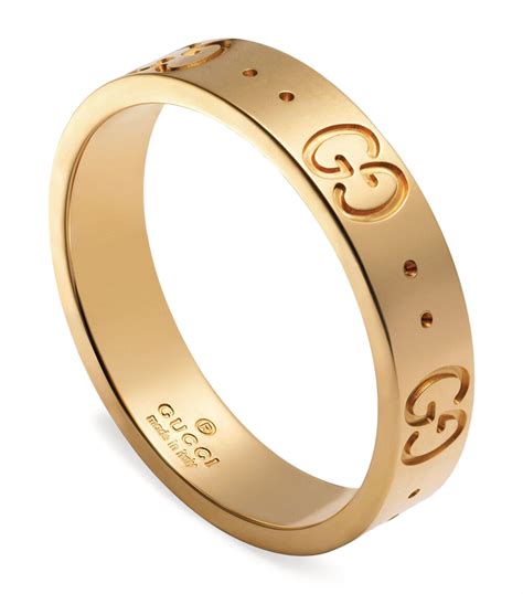 gucci gold textured icon ring